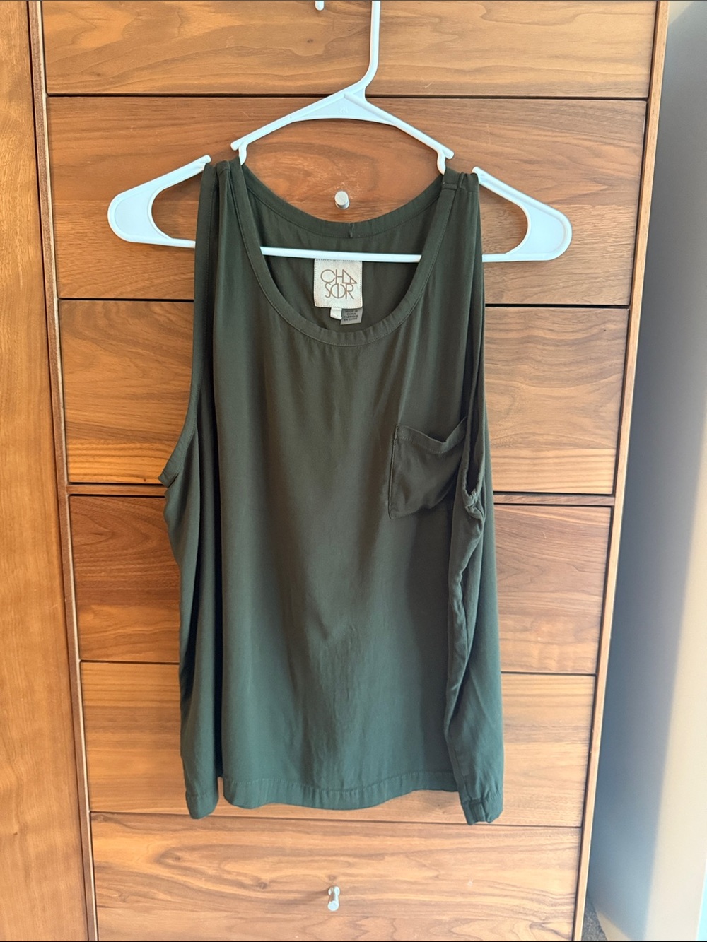 Chaser Olive Green Sleeveless Pocket Tank